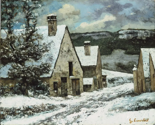 Bordure de village en hiver - Gustave Courbet - Reproductions de tableaux et peintures haut de gamme