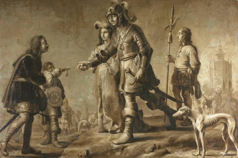Boudewijn van Heusden (?-870) et son épouse Sophia reçoivent les honneurs de l'envoyé du roi Edmond - Adriaen Pietersz van de Venne
