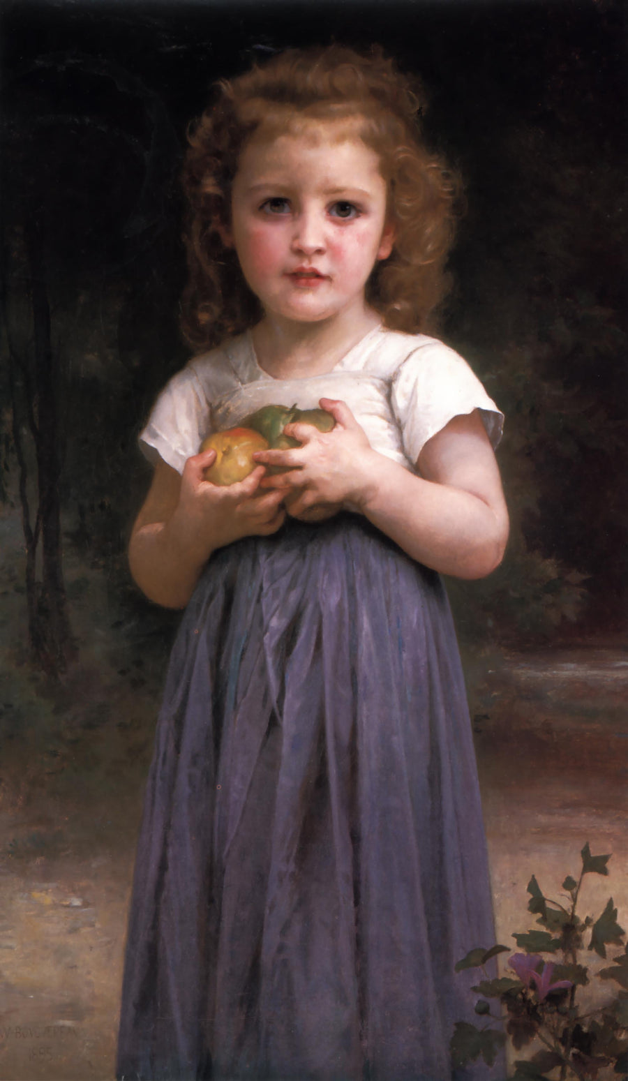 Petite fille tenant des pommes dans les mains (1895) - Bouguereau