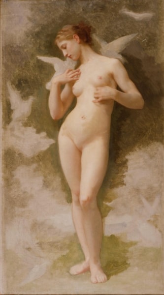 Vénus entourée de colombes, par William Bouguereau, vers 1879