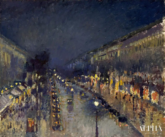 Boulevard Montmartre, Effet de nuit - Camille Pissarro - Reproductions de tableaux et peintures haut de gamme