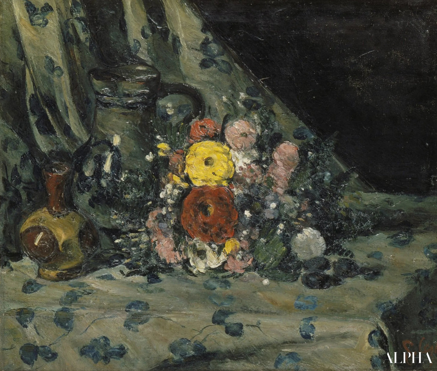 Bouquet de dahlias jaunes - Paul Cézanne - Reproductions de tableaux et peintures haut de gamme