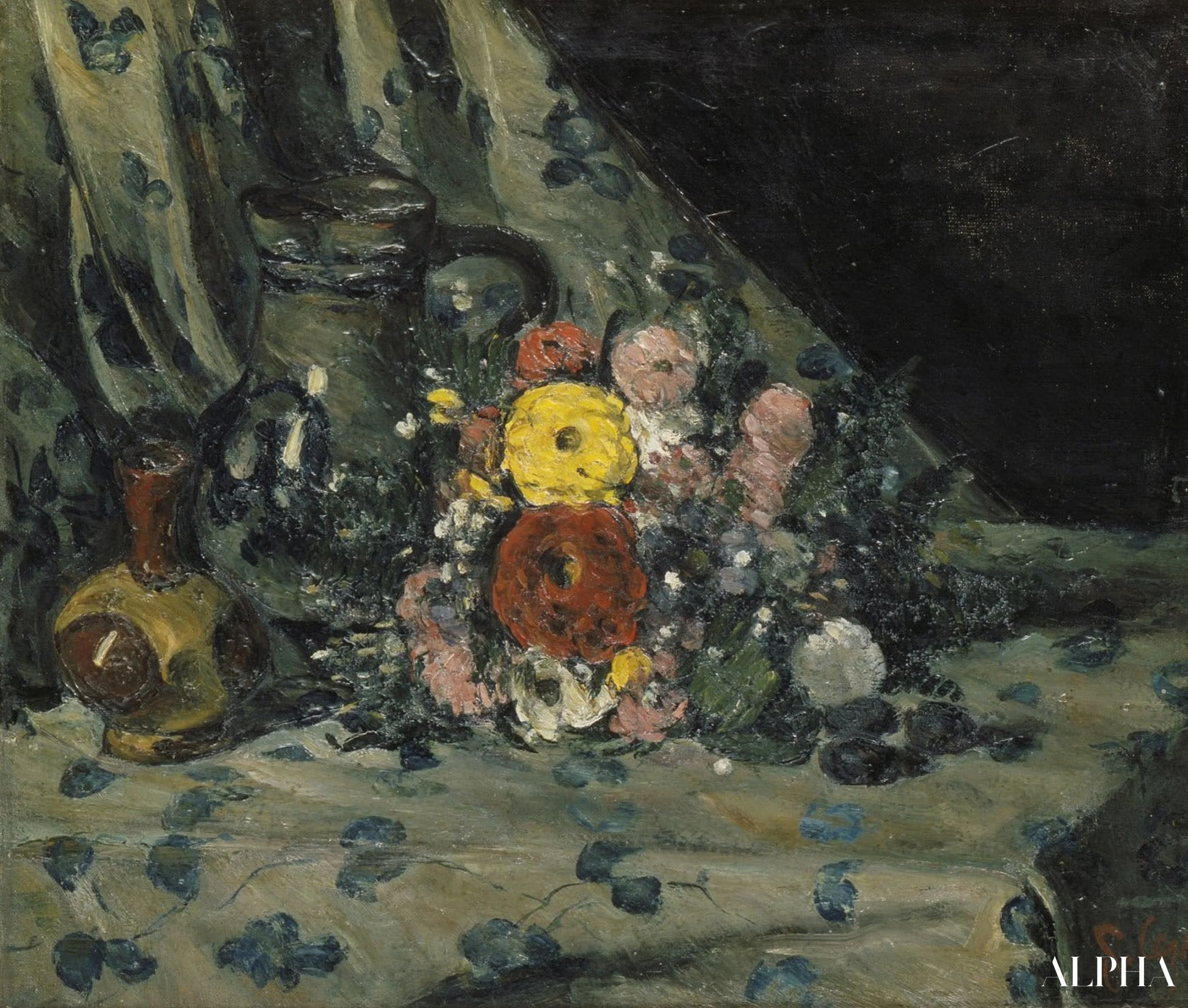Bouquet de dahlias jaunes - Paul Cézanne - Reproductions de tableaux et peintures haut de gamme