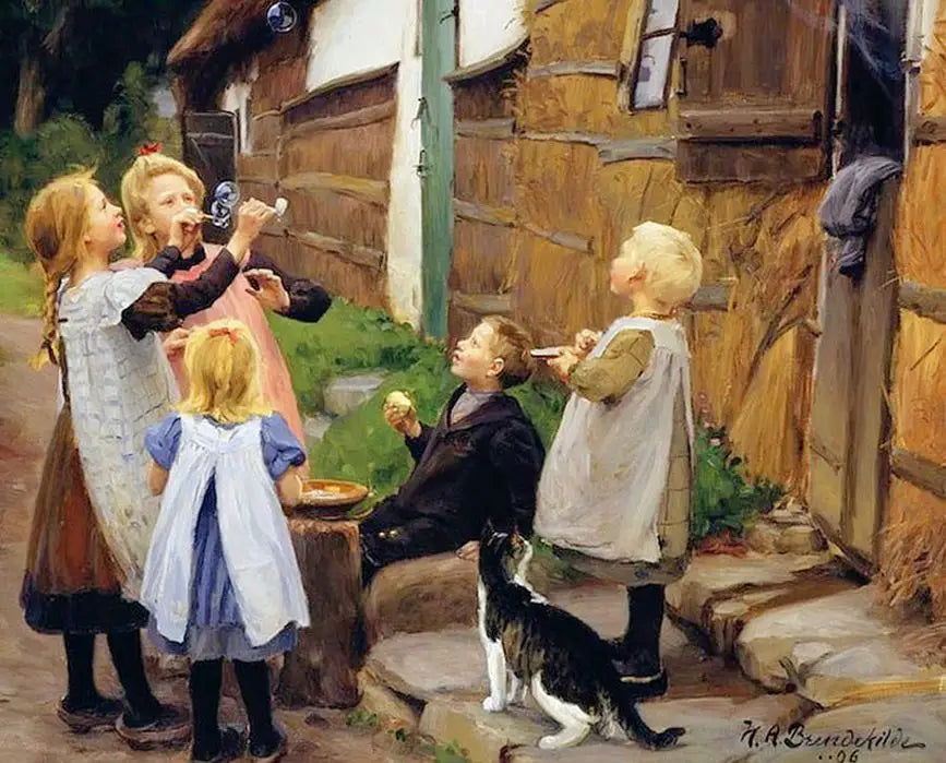 bulles de savon - H. A. Brendekilde - Alpha Reproduction
