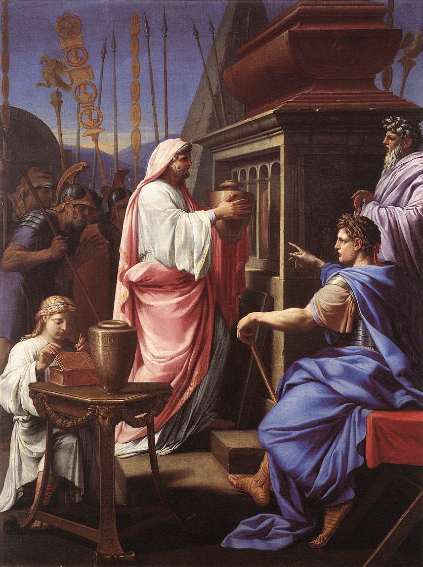 Caligula déposant les cendres de sa mère et de son frère dans la tombe de ses ancêtres - Eustache Le Sueur - Alpha
