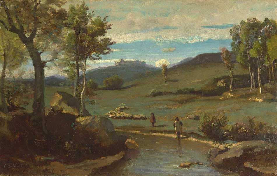 Campagne Romaine – Vallée rocheuse avec un troupeau - Jean-Baptiste Camille Corot - Alpha Reproduction
