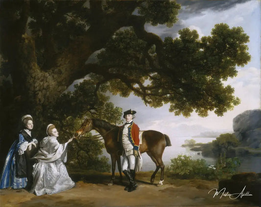 Capitaine Samuel Sharpe Pocklington avec son épouse, Pleasance, et peut-être sa sœur, Frances - George Stubbs - Reproductions de tableaux et peintures haut de gamme