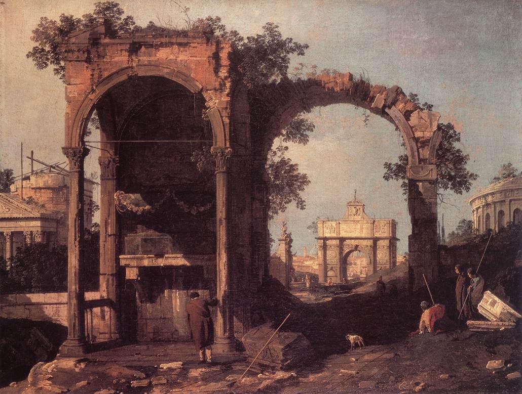 Capriccio avec ruines et édifices classiques - Canaletto - Alpha Reproduction