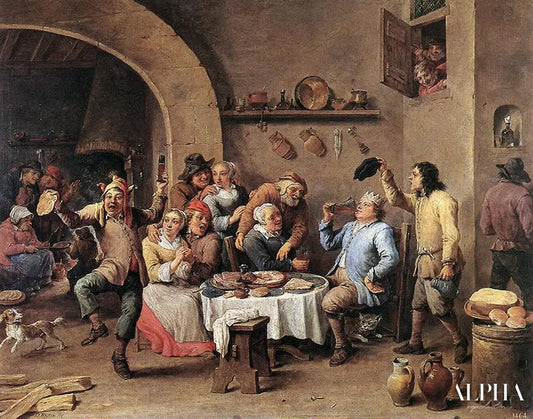 Carnaval : "Le roi boit" - David The Younger Teniers - Reproductions de tableaux et peintures haut de gamme