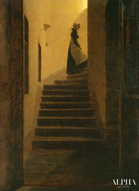 Caroline sur l'escalier - Caspar David Friedrich - Reproductions de tableaux et peintures haut de gamme