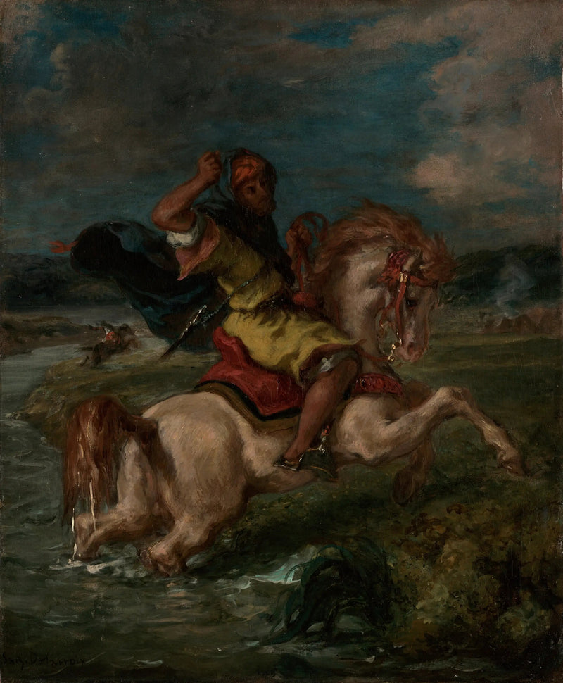 Марокканский всадник, пересекающий брод - Эжен Делакруа