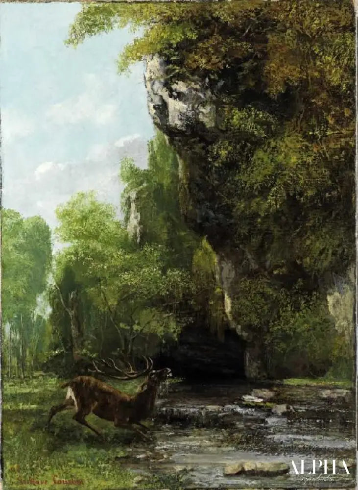 Cerf en détresse - Gustave Courbet - Reproductions de tableaux et peintures haut de gamme