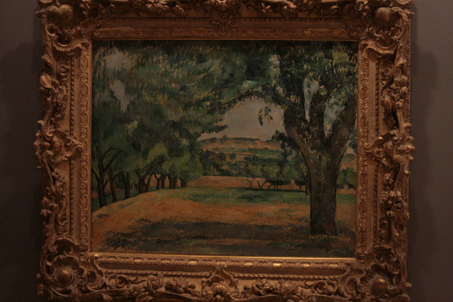 Environs du Jas de Bouffan, 1885–1887, Paul Cézanne, photographie réelle de la toile encadrée au Guggenheim – reproduction peinture à l’huile sur toile