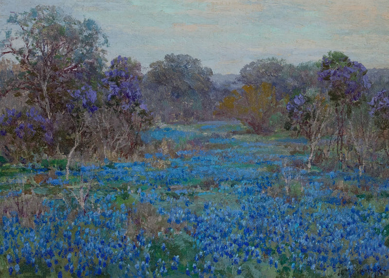 Поле голубых люпинов с деревьями - Julian Onderdonk