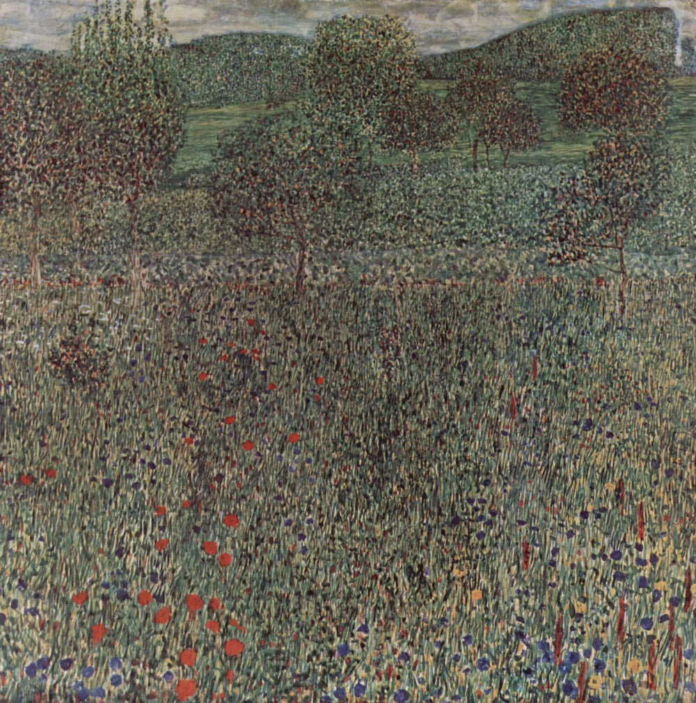Reproduction du tableau « Champ en fleur - Gustav Klimt » par Alpha Reproduction en peinture à l’huile