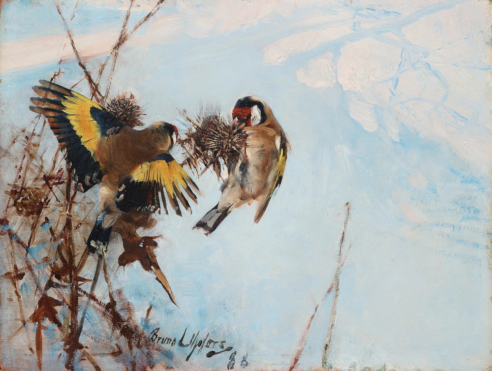 chardonnerets élégants européens - Bruno Liljefors image 1 reproduction artisanale de tableau