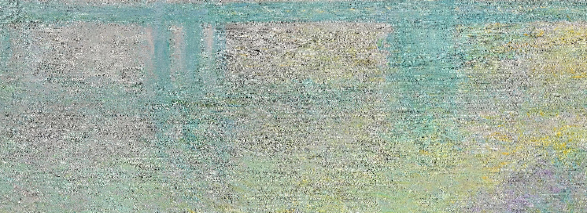 Détail des piles et des reflets turquoise sur la Tamise dans Charing Cross Bridge W1527