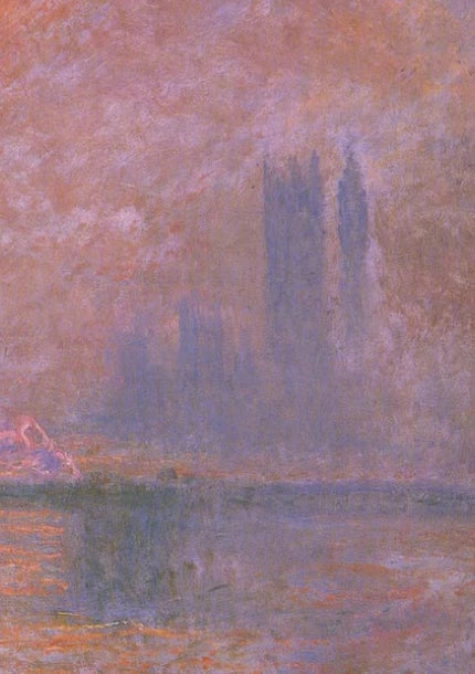 Détail du Parlement dans la brume rose de Charing Cross Bridge W1536
