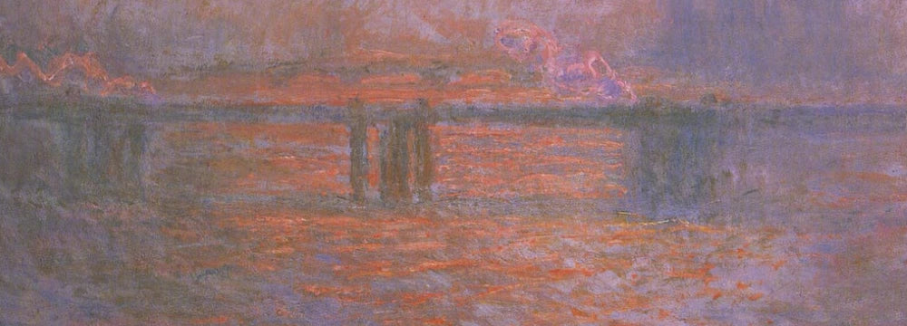 Détail du pont ferroviaire et des reflets orangés de Charing Cross Bridge W1536