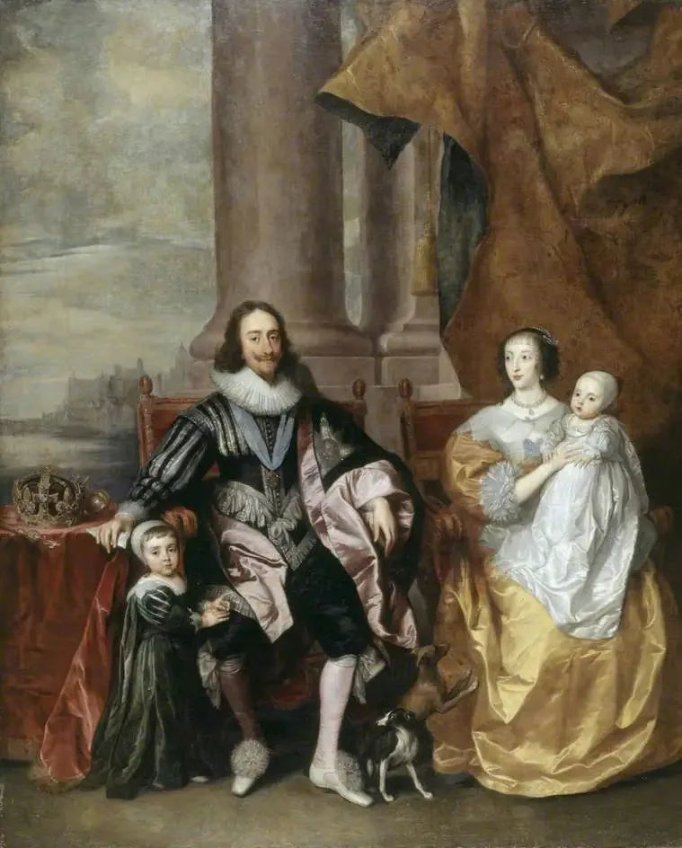 Карл I (1600-1649) и Генриетта Мария (около 1609-1669) со своими двумя старшими детьми, принцем Карлом (1630-1685) и принцессой Марией (1631-1660) - Антуан ван Дейк