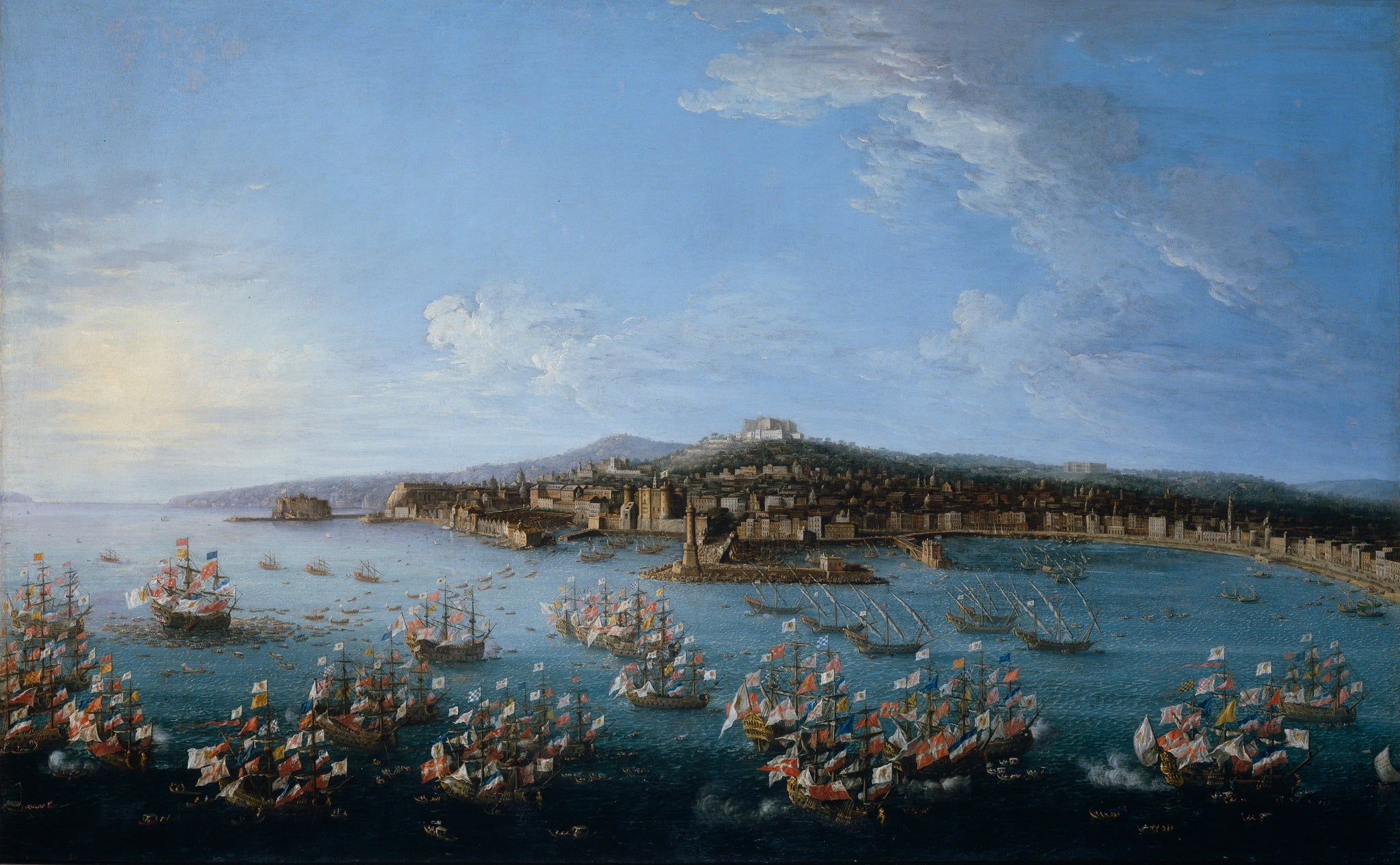Charles III quittant le port de Naples, vu de la mer - Antonio Joli