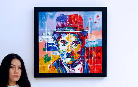 Charlie Chaplin Pop Art - Thanchanok | 55 x 55 cm Reproductions de tableaux à la peinture à l’huile