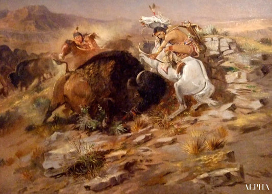 Chasse au bison - Charles Marion Russell - Reproductions de tableaux et peintures haut de gamme