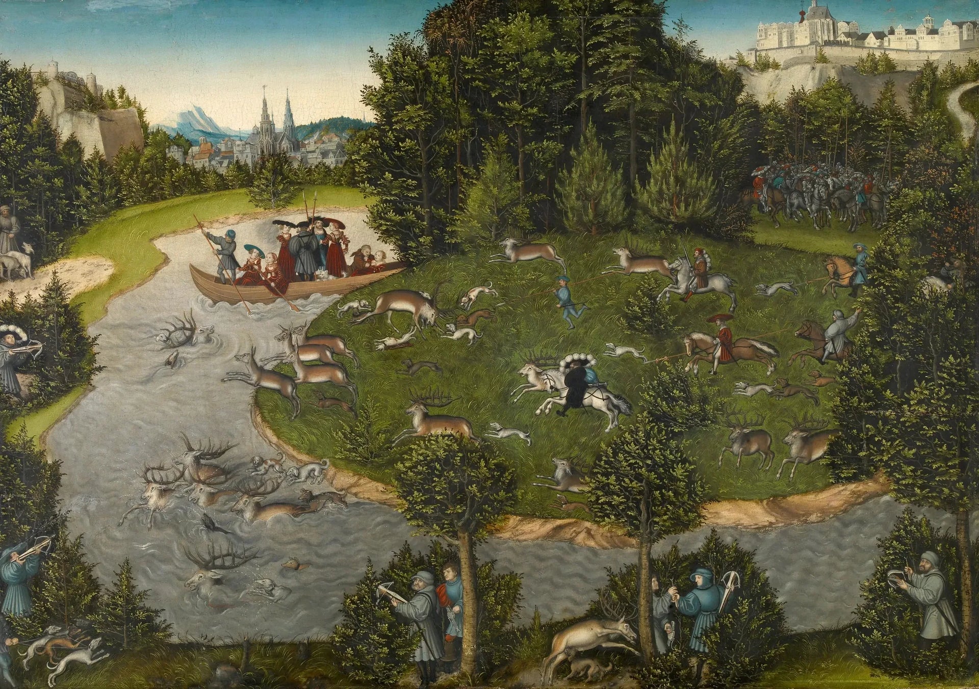 Chasse au cerf de l'électeur Frédéric le Sage - Lucas Cranach the Elder image 1 copie de tableau peinte à la main