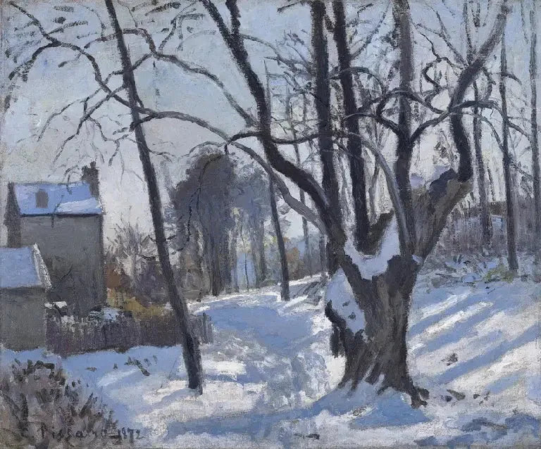 Дорога к углублениям, Лувесьен, снег - Камиль Писсарро