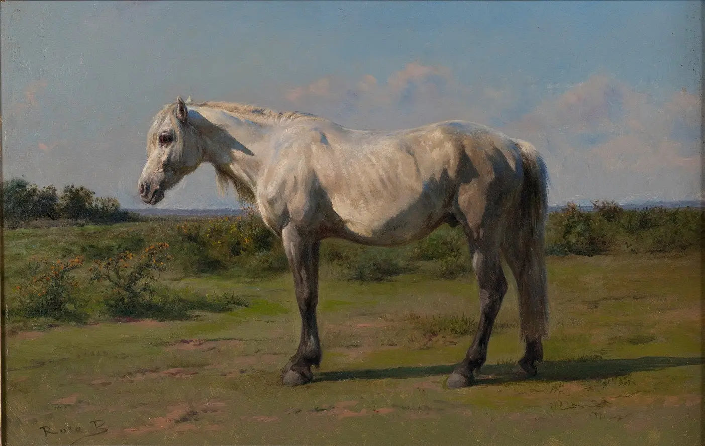 Cheval blanc dans un pré - Rosa Bonheur image 1 tableau peint à l’huile sur toile