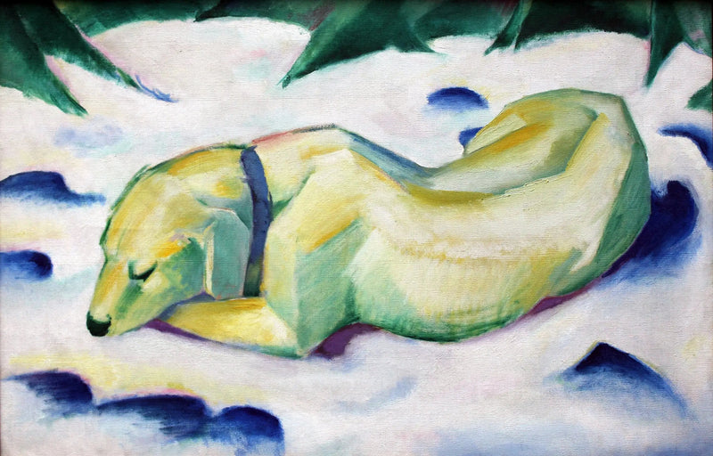 Собака, лежащая в снегу - Франц Марк