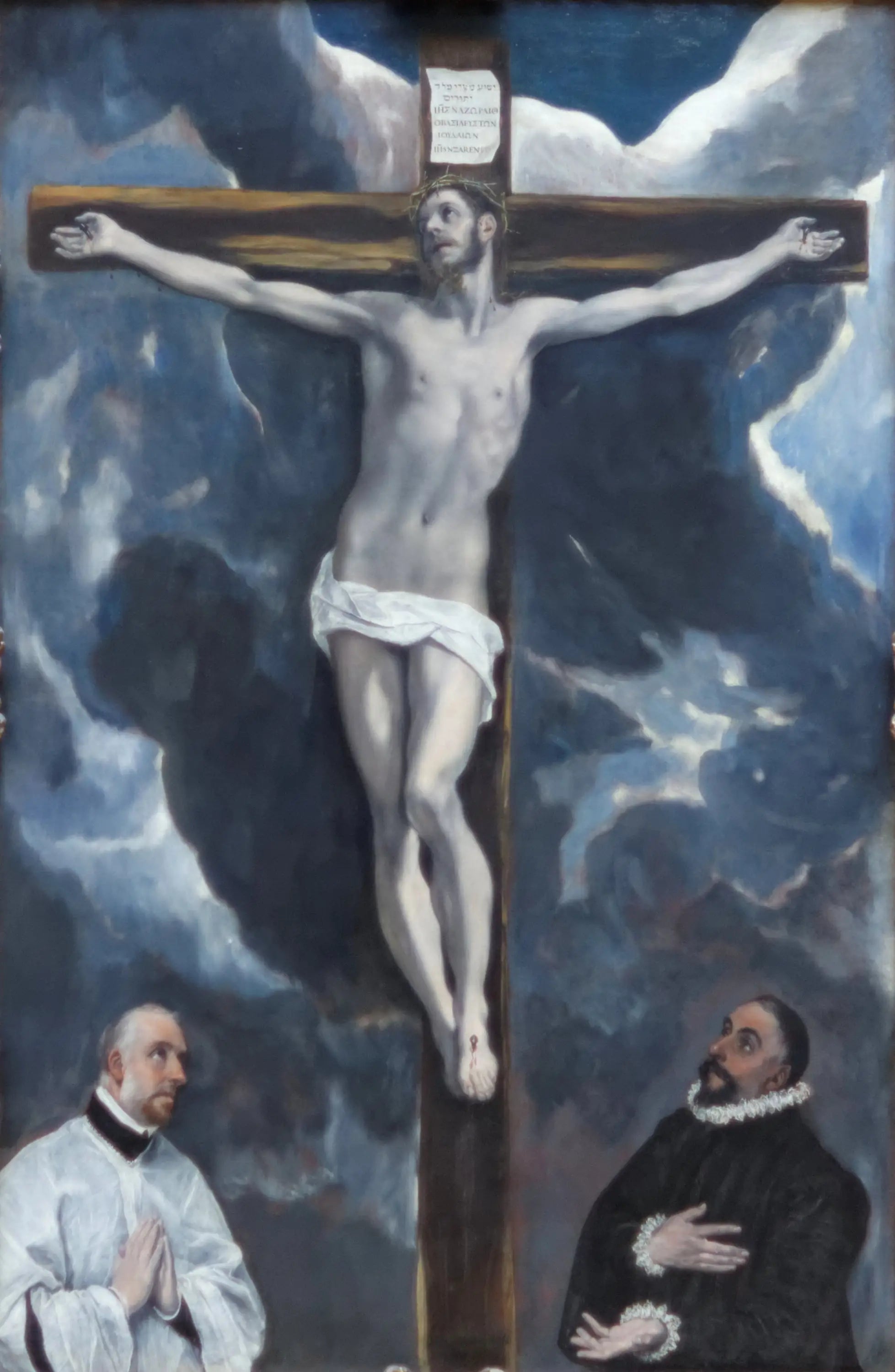 Christ en croix adoré par deux donateurs - El Greco image 1 reproduction d’œuvre d’art à l’huile
