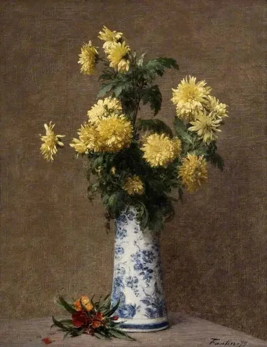 Chrysanthèmes jaunes - Henri Fantin-Latour image 1 copie de tableau peinte à la main