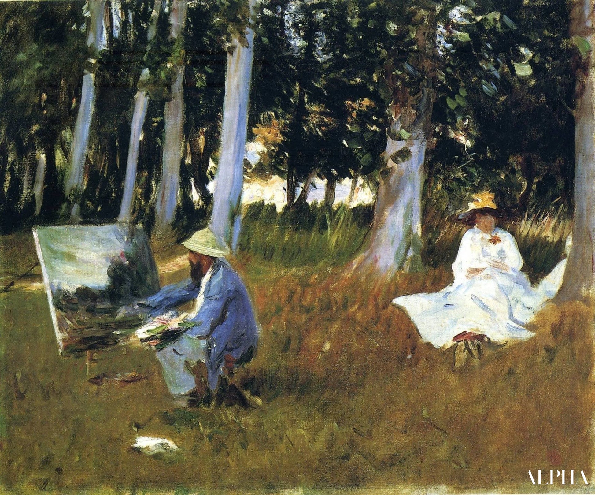 Claude Monet peignant à la lisière d'un bois - John Singer Sargent - Reproductions de tableaux et peintures haut de gamme