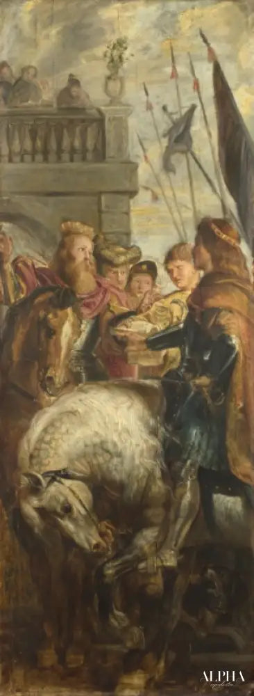 Clothar rois et Dagobert litige avec un héraut de l'empereur Maurice - Peter Paul Rubens - Reproductions de tableaux et peintures haut de gamme