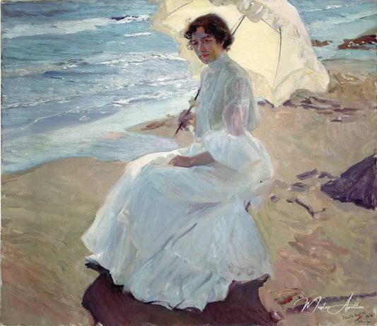 Clotilde sur la plage - Sorolla - Reproductions de tableaux et peintures haut de gamme