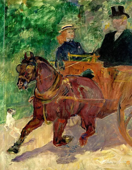 Cob attelé à un chariot - Toulouse Lautrec - Reproductions de tableaux et peintures haut de gamme