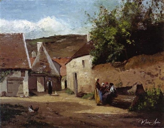 Coin de rue dans le village - Camille Pissarro - Reproductions de tableaux et peintures haut de gamme