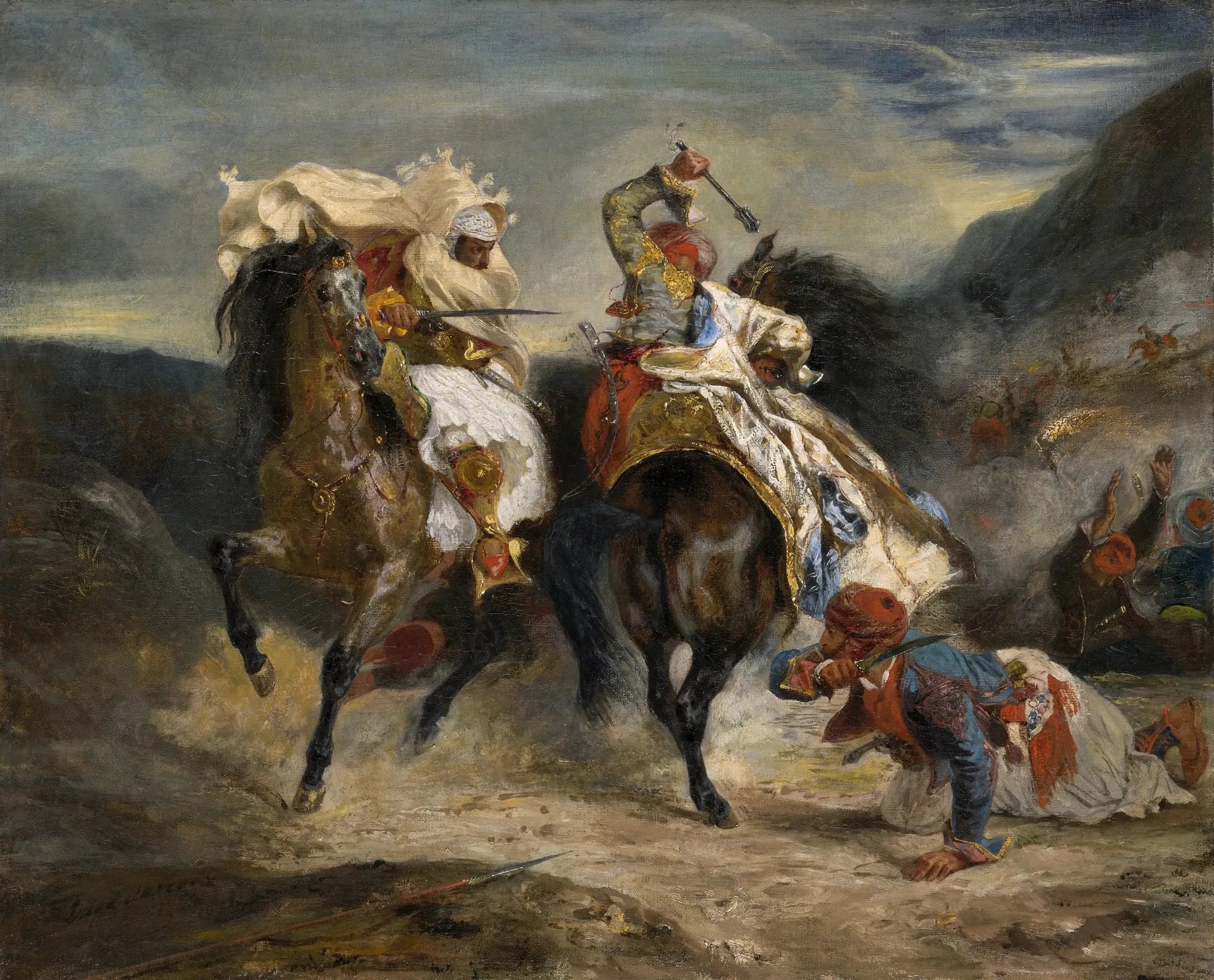 Combat du Giaour et Hassan - Eugène Delacroix image 2 copie de tableau peinte à la main