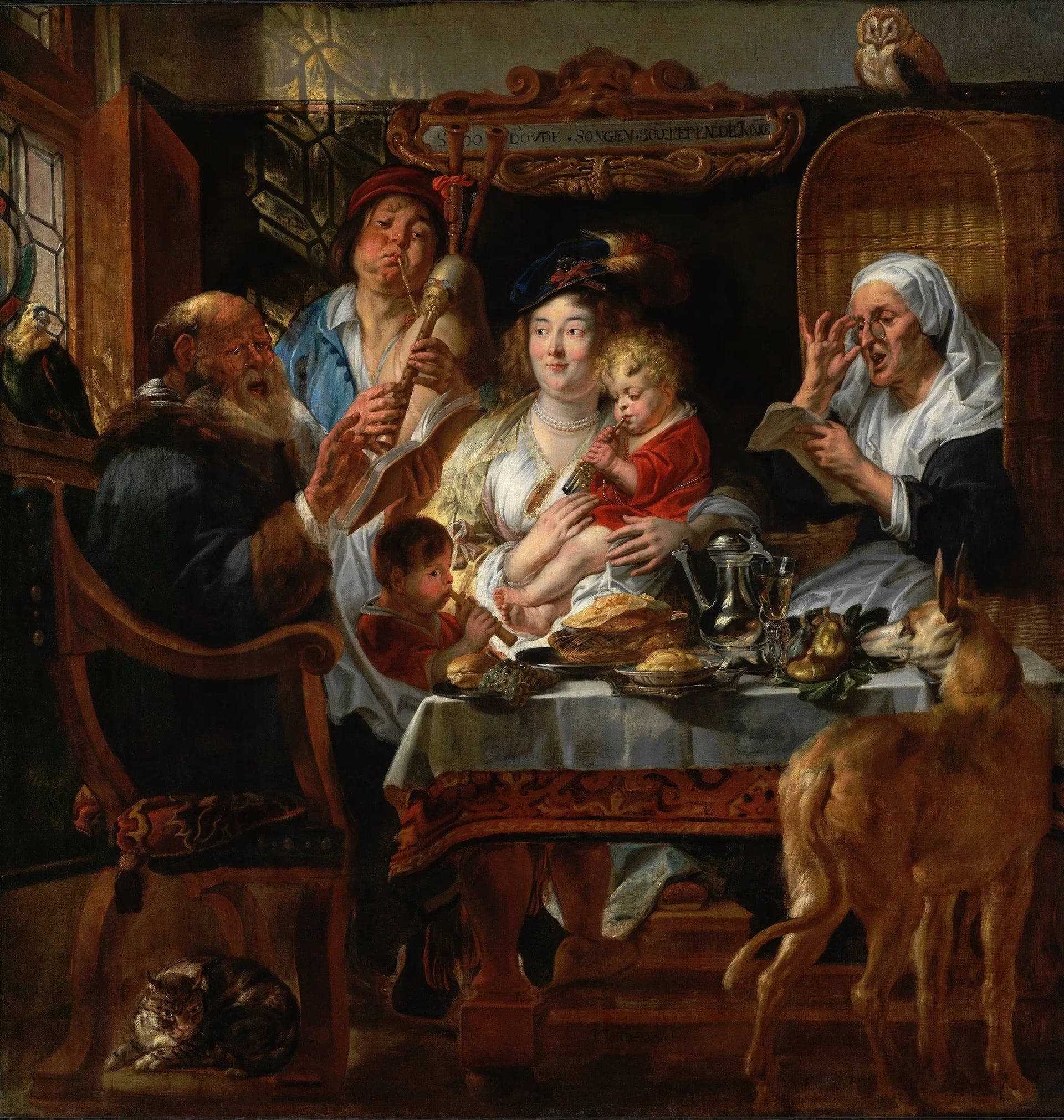 Comme chantent les anciens, ainsi jouent les jeunes - Jacob Jordaens image 1 reproduction d’œuvre d’art à l’huile