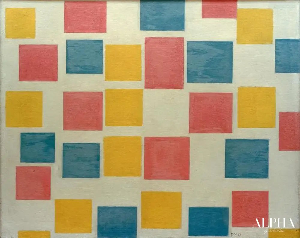 Composition avec des zones colorées - Mondrian - Reproductions de tableaux et peintures haut de gamme