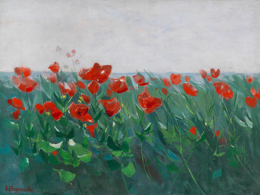 Coquelicots rouges au bord du lac – Karl Hagemeister