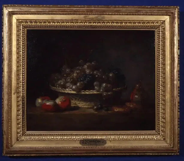 Корзина с виноградом, яблоками и грушами и лепешки - Жан Симéон Шарден