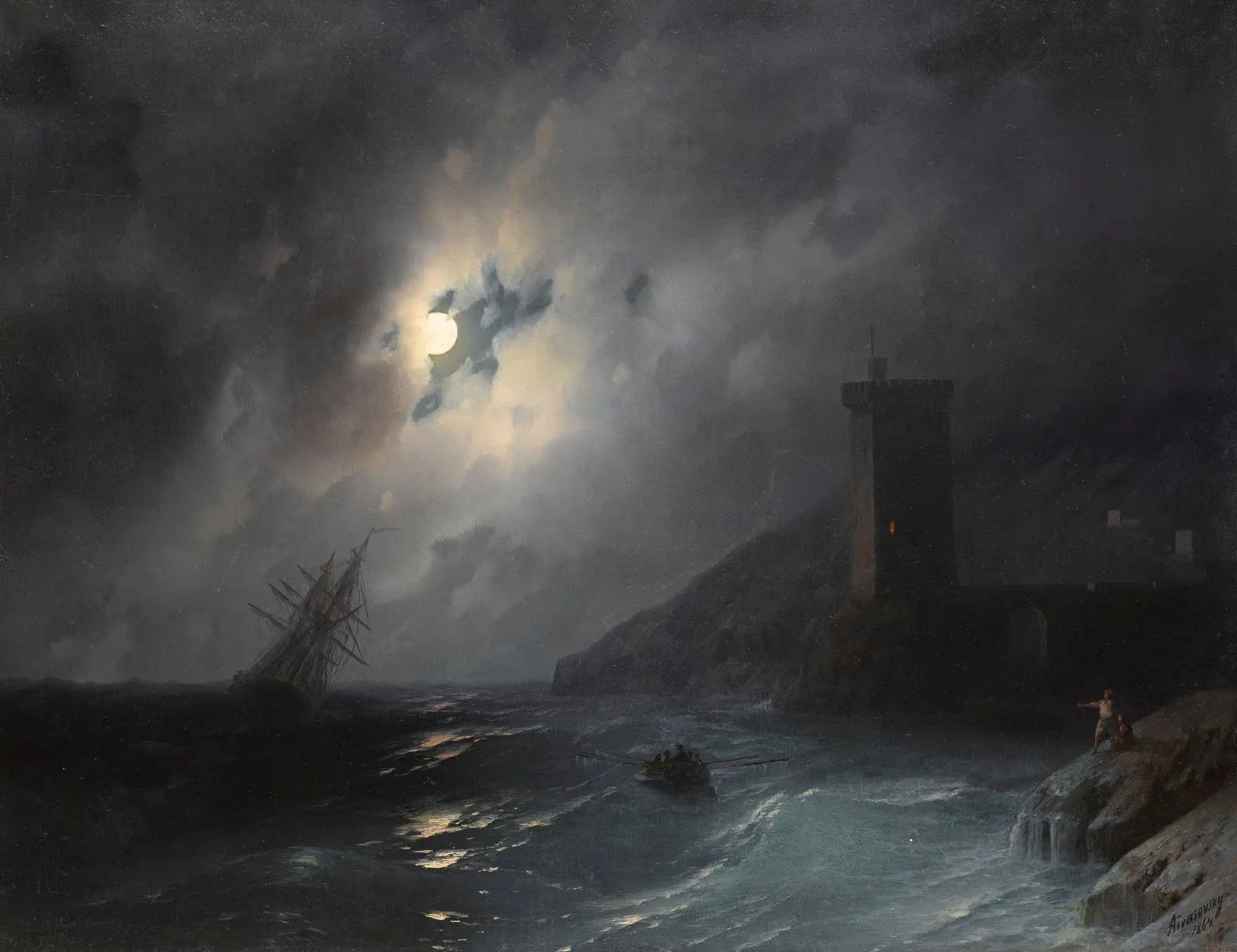 Côte au clair de lune - Ivan Aïvazovski - Alpha Reproduction