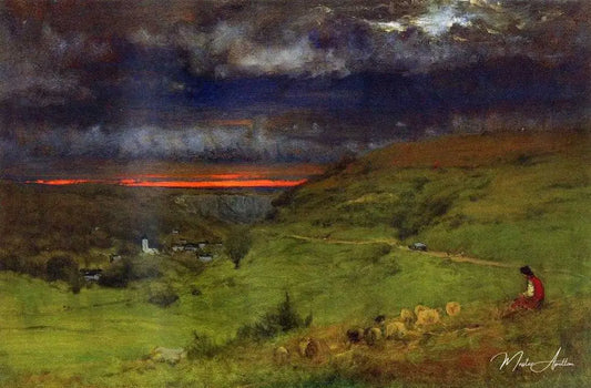 Sunset at Etretat - George Inness - Reproductions de tableaux et peintures haut de gamme