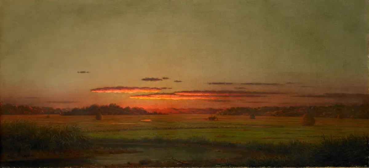 Coucher de soleil chariot à foin au loin - Martin Johnson Heade - Alpha Reproduction