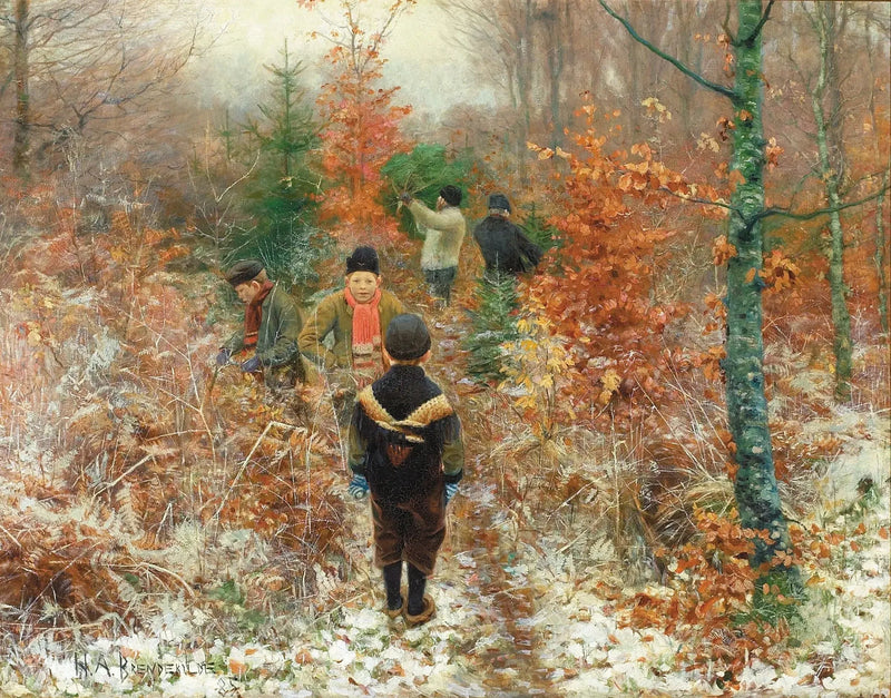 Резка новогодних елок. - Х. А. Брендекильде