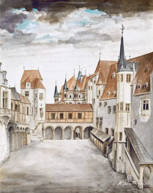 Cour du château, Innsbruck - Albrecht Dürer - Reproductions de tableaux et peintures haut de gamme