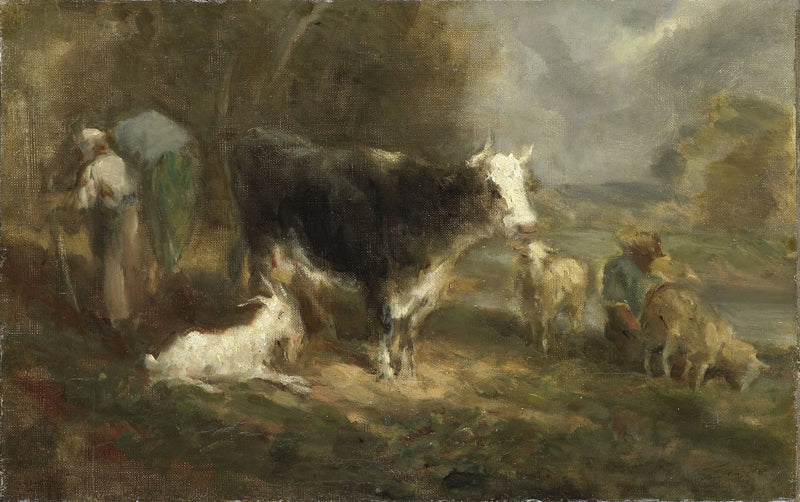 Cour de ferme avec bétail - Eugène Fromentin