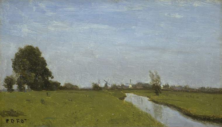 Cours d’eau en Hollande. Plaine - Jean-Baptiste Camille Corot - Alpha Reproduction